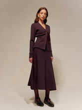 Wool-Blend Plain Sweater Skirt